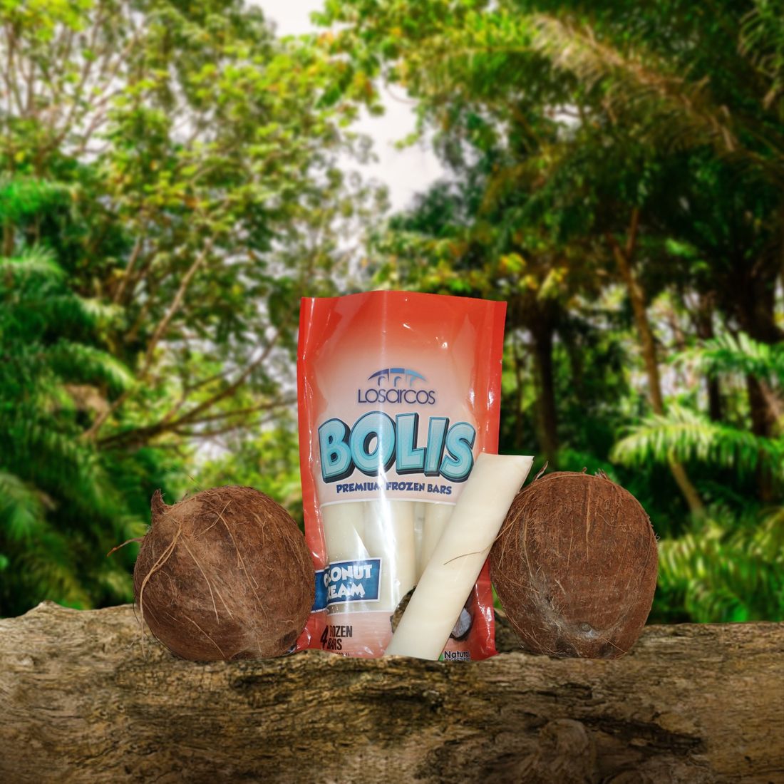 Bolis Coconut Cream con cocos en la selva